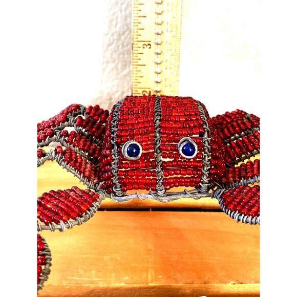 Grass Roots Beaded Handmade Wire Blue-Eyed Crab and Clam Shell with Tag Vintage - Picture 5 of 13